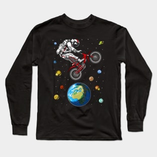 Astronaut Bicycle Jumping Long Sleeve T-Shirt